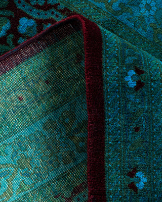 Contemporary Hand Knotted Overdyed Blue Runner 2' 6" x 12' 0"