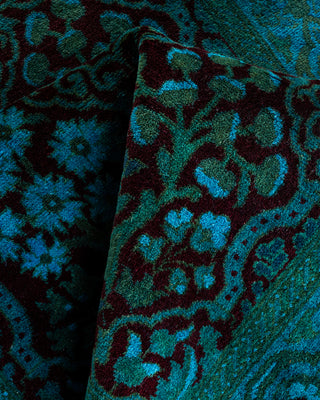 Contemporary Hand Knotted Overdyed Blue Runner 2' 6" x 12' 0"