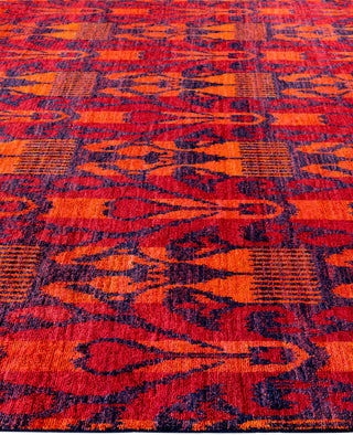 Overdyed Hand-Knotted Wool Modern-Contemporary Red Area Rug 8' 0" x 10' 0"