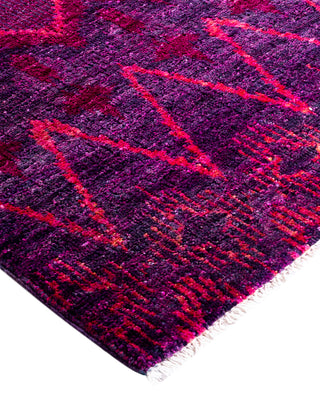Contemporary Overyed Wool Hand Knotted Purple Area Rug 6' 0" x 9' 4"