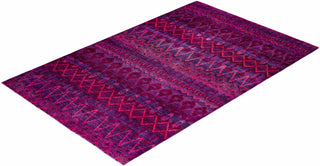 Contemporary Overyed Wool Hand Knotted Purple Area Rug 6' 0" x 9' 4"