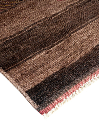 Contemporary Fine Vibrance Brown Wool Area Rug - 8' 3" x 10' 3"