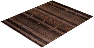 Contemporary Fine Vibrance Brown Wool Area Rug - 8' 3" x 10' 3"