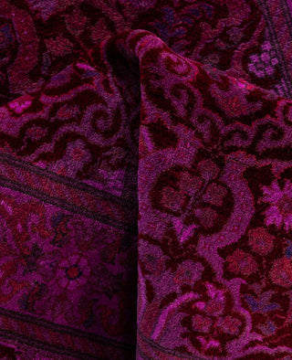 Overdyed Hand-Knotted Wool Modern-Contemporary Purple Runner 3' 2" x 12' 3"