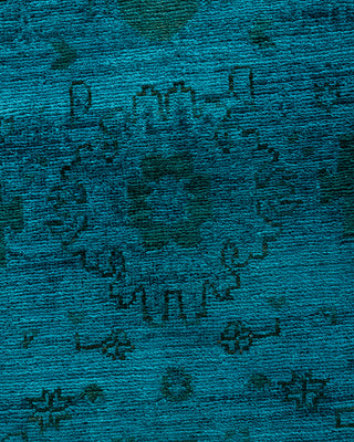 Contemporary Hand-Knotted Overdyed Blue Runner 2' 7" x 10' 2"