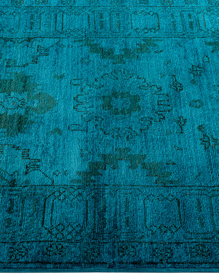 Contemporary Hand-Knotted Overdyed Blue Runner 2' 7" x 10' 2"