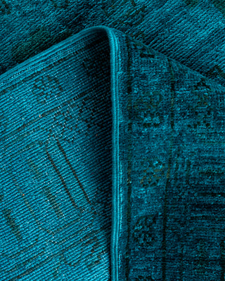 Contemporary Hand-Knotted Overdyed Blue Runner 2' 7" x 10' 2"