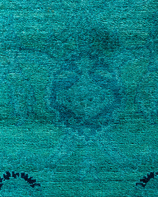 Contemporary Hand-Knotted Overdyed Blue Runner 2' 7" x 18' 8"
