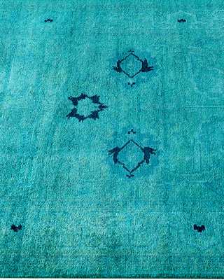 Contemporary Hand-Knotted Overdyed Blue Runner 2' 7" x 18' 8"
