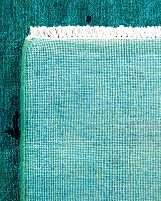 Contemporary Hand-Knotted Overdyed Blue Runner 2' 7" x 18' 8"