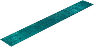 Contemporary Hand-Knotted Overdyed Blue Runner 2' 7" x 18' 8"