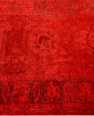 Contemporary Overdyed Wool Hand Knotted Red Runner 2' 7" x 12' 10"