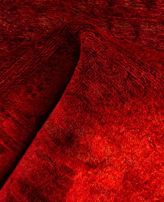 Contemporary Overdyed Wool Hand Knotted Red Runner 2' 7" x 12' 10"