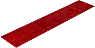 Contemporary Overdyed Wool Hand Knotted Red Runner 2' 7" x 12' 10"