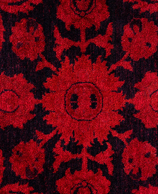Contemporary Overdyed Wool Hand Knotted Orange Round Area Rug 8' 1" x 8' 1"