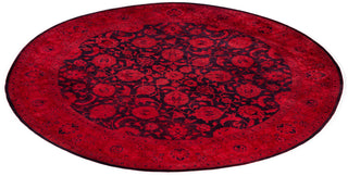 Contemporary Overdyed Wool Hand Knotted Orange Round Area Rug 8' 1" x 8' 1"