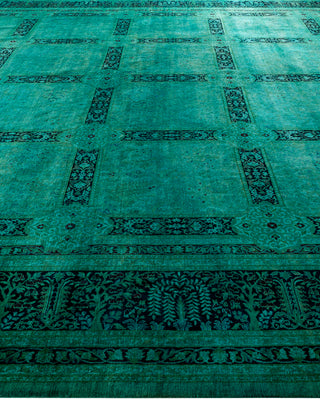 Overdyed Hand-Knotted Green Area Rug 12' 2" x 17' 10"