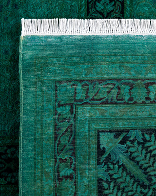 Overdyed Hand-Knotted Green Area Rug 12' 2" x 17' 10"