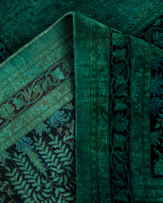 Overdyed Hand-Knotted Green Area Rug 12' 2" x 17' 10"