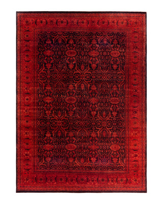 Contemporary Overyed Wool Hand Knotted Red Area Rug 10' 1" x 14' 0"