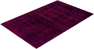 Contemporary Overdyed Wool Hand Knotted Purple Area Rug 4' 0" x 6' 0"