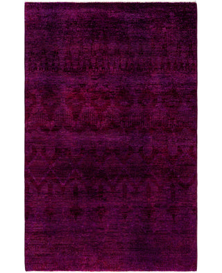 Contemporary Overdyed Wool Hand Knotted Purple Area Rug 4' 0" x 6' 0"