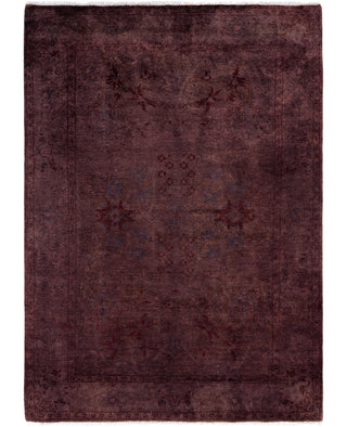 Overdyed One-of-a-Kind Wool Purple Area Rug 4' 2" x 5' 9"
