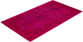 Contemporary Overyed Wool Hand Knotted Pink Area Rug 3' 2" x 5' 6"