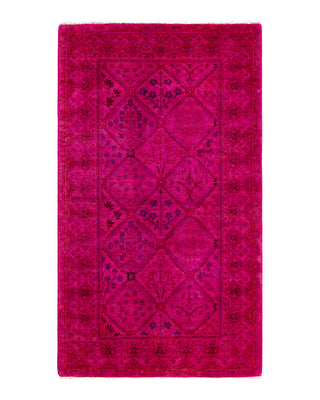 Contemporary Overyed Wool Hand Knotted Pink Area Rug 3' 2" x 5' 6"