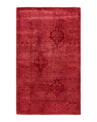 Contemporary Overyed Wool Hand Knotted Pink Area Rug 3' 2" x 5' 3"