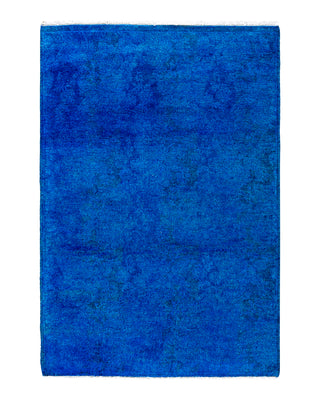 Fine Vibrance, One-of-a-Kind Hand-Knotted Runner Rug  - Blue, 2' 9" x 3' 10"