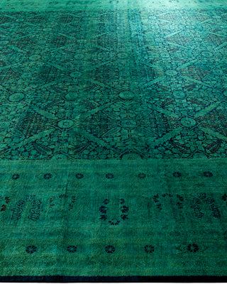 Overdyed Hand-Knotted Green Area Rug 12' 3" x 18' 0"