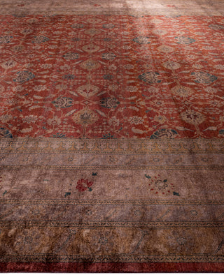 Overdyed One-of-a-Kind Wool Red Area Rug 12' 3" x 15' 3"