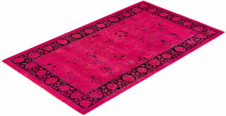 Contemporary Overyed Wool Hand Knotted Pink Area Rug 3' 2" x 5' 5"
