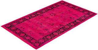 Contemporary Hand-Knotted Overdyed Pink Area Rug 3' 2" x 5' 5"