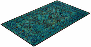 Contemporary Overyed Wool Hand Knotted Blue Area Rug 3' 3" x 5' 4"