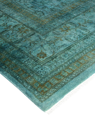 Contemporary Hand Knotted Overdyed Blue Area Rug 8' 10" x 11' 10"