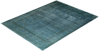 Modern Overdyed Hand Knotted Wool Blue Area Rug 8' 10" x 11' 10"