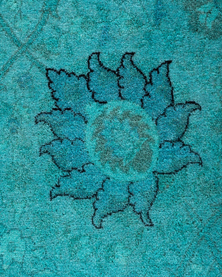 Contemporary Hand-Knotted Overdyed Blue Area Rug 6' 2" x 9' 4"