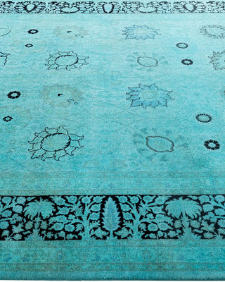 Contemporary Hand-Knotted Overdyed Blue Area Rug 6' 2" x 9' 4"