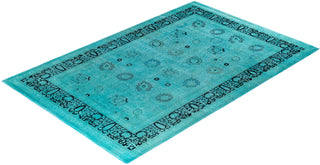 Contemporary Hand-Knotted Overdyed Blue Area Rug 6' 2" x 9' 4"