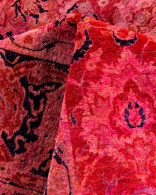 Contemporary Hand-Knotted Overdyed Pink Area Rug 6' 1" x 8' 10"