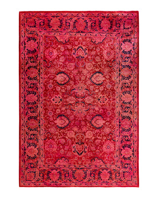 Contemporary Overyed Wool Hand Knotted Pink Area Rug 6' 1" x 8' 10"