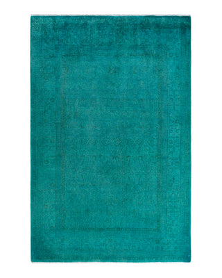 Fine Vibrance, One-of-a-Kind Hand-Knotted Area Rug  - Green, 6' 1" x 9' 3"