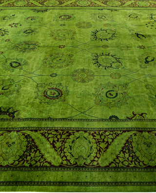 Contemporary Overdyed Wool Hand Knotted Green Area Rug 9' 4" x 12' 2"