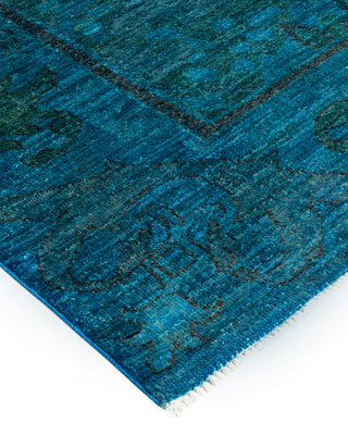 Contemporary Fine Vibrance Blue Wool Area Rug - 6' 0" x 9' 1"