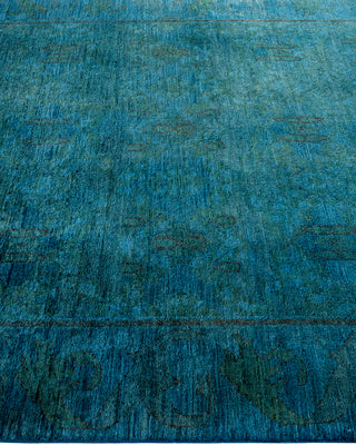 Contemporary Fine Vibrance Blue Wool Area Rug - 6' 0" x 9' 1"
