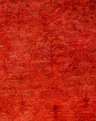 Contemporary Hand-Knotted Overdyed Orange Area Rug 6' 8" x 8' 8"