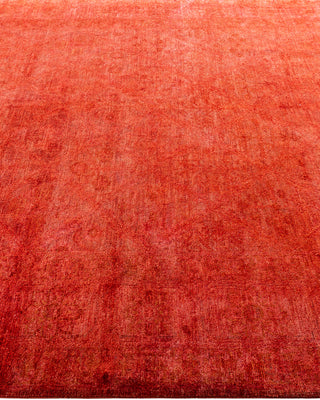 Contemporary Hand-Knotted Overdyed Orange Area Rug 6' 8" x 8' 8"