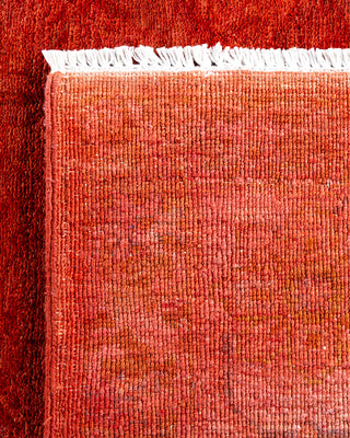Contemporary Hand-Knotted Overdyed Orange Area Rug 6' 8" x 8' 8"